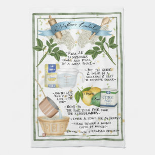 Elderflower Cordial Illustrated Recipe Tea Towel