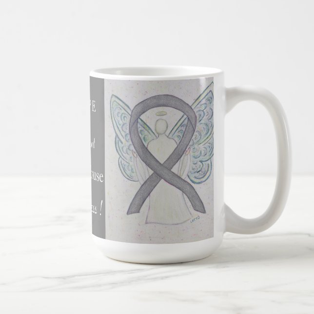 Elderly Abuse Awareness Ribbon Angel Custom Mug (Right)