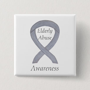 Elderly Abuse Awareness Silver Ribbon Custom Pin