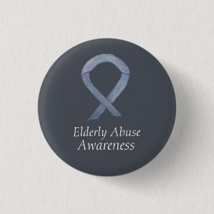 Elderly Abuse Awareness Silver Ribbon Custom Pin