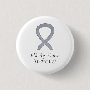 Elderly Abuse Awareness Silver Ribbon Custom Pin