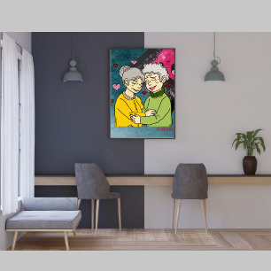 Elderly Couple Art Wrapped Canvas