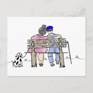 Elderly couple in love postcard