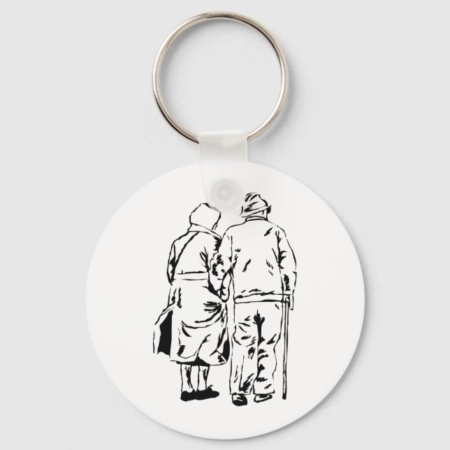 Elderly Couple Key Ring (Front)