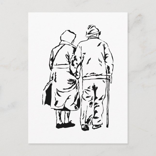 Elderly Couple Postcard (Front)