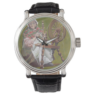 Elderly Irish Woman Crafter At A Spinning Wheel Watch