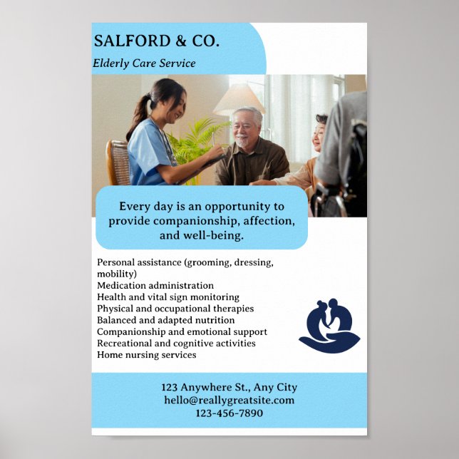 Elderly or Senior Care Give Promotional Poster (Front)