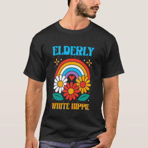 Elderly White Hippie Retro Vintage Rainbow Flower T-Shirt