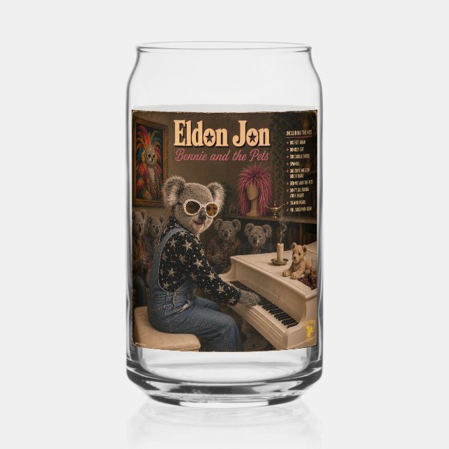 Eldon John: a Parody Can Glass (Front)