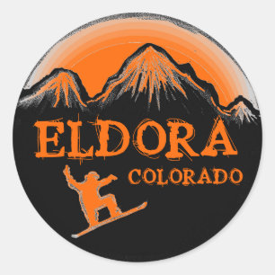 Eldora Colorado orange snowboarder stickers