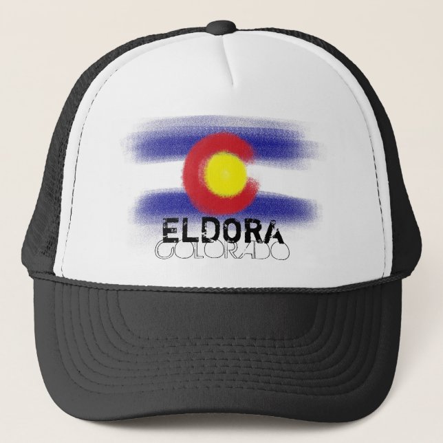 Eldora Colorado state flag art hat (Front)