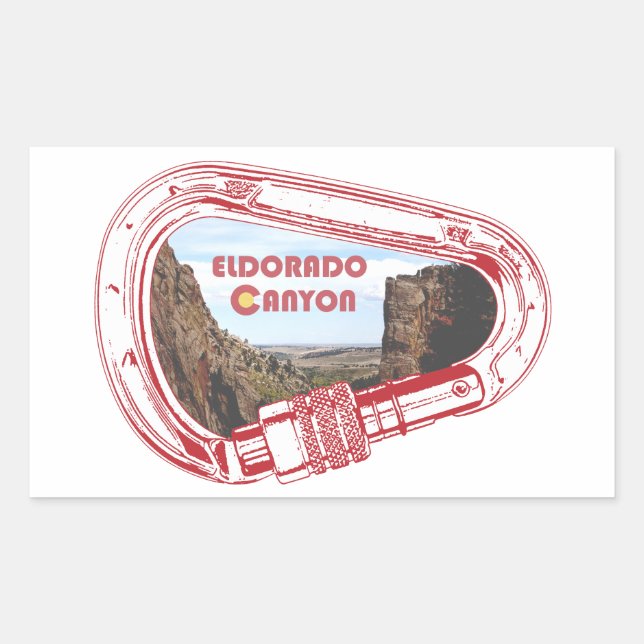 Eldorado Canyon Climbing Carabiner Rectangular Sticker (Front)
