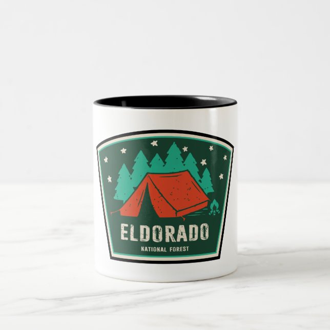 Eldorado National Forest Camping Two-Tone Coffee Mug (Center)