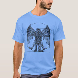 Eldritch Harmony: Cthulhu Awakens in Vitruvian  T-Shirt