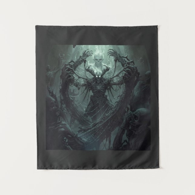 Eldritch Necromancer Lord Dark Fantasy Art Tapestry (Front)