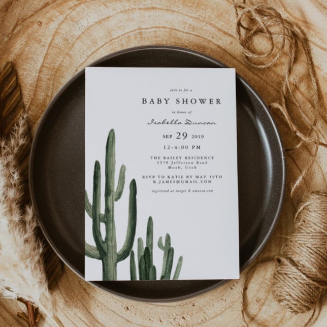 Eleanor - Bohemian Saguaro Cactus Baby Shower Invitation (Creator Uploaded)