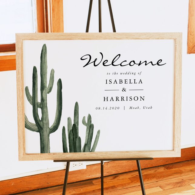 Eleanor - Bohemian Watercolor Cactus Welcome Sign (Creator Uploaded)