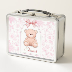 Eleanor   Custom Pink Teddy Bear Nursery Design  Metal Lunch Box
