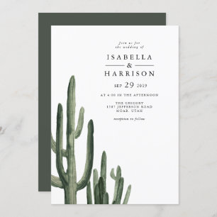 Eleanor - Minimal Saquaro Cactus Desert Wedding In Invitation