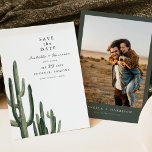 ELEANOR Modern Minimal Cactus Photo Save the Date Invitation<br><div class="desc">This save the date invitation features watercolor saguaro cacti and a modern,  minimalist design. Easily edit all wording to meet the needs of your event. Use the photo backside to add your picture and wedding website for a personal touch.</div>