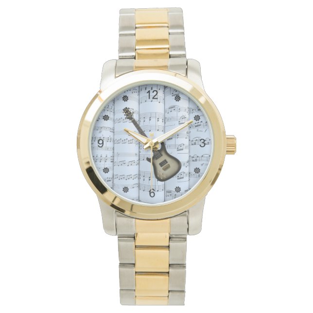 Elec Guitar~Rolled Sheet Music~Blue Tint Back ~    Watch (Front)