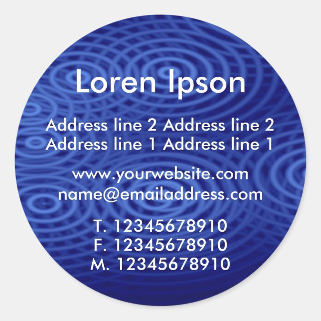 Elecric Rain Blue Business / Profile Classic Round Sticker (Front)