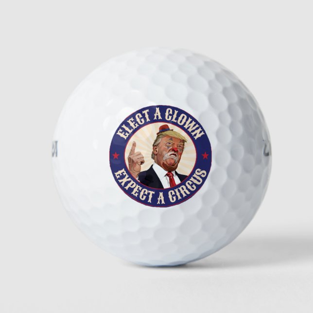 Elect A Clown, Expect A Circus - Donald Trump Golf Balls (Front)