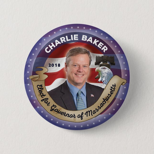 Elect Charlie Baker for Governor of Massachusetts 6 Cm Round Badge (Front)