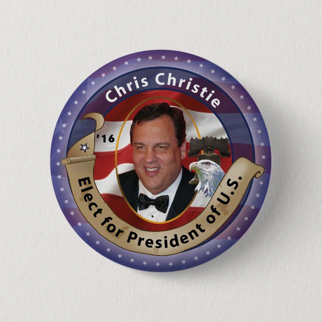 Elect Chris Christie for President 2016 6 Cm Round Badge (Front)