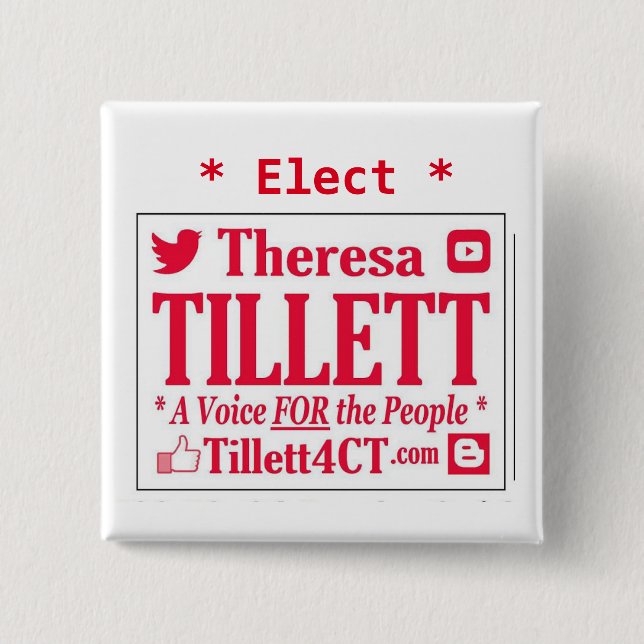 Elect Tillett Square Button (Front)