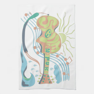 Electic guitar stum beach life tea towel