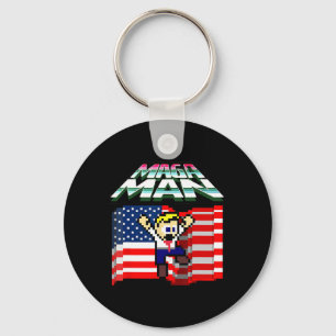 Election 2024 American Flag Mega Man Funny Preside Key Ring
