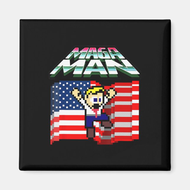 Election 2024 American Flag Mega Man Funny Preside Magnet (Front)