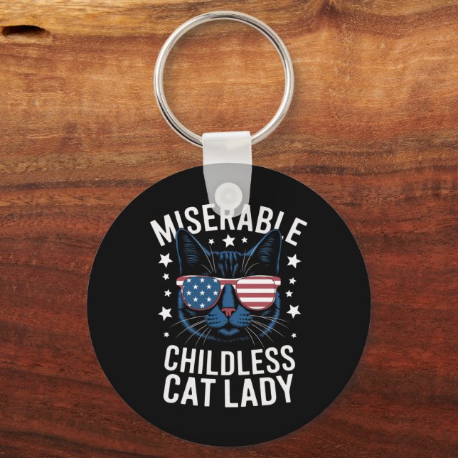 Election 2024 Childless Cat Lady Feminist Voting  Key Ring (Front)