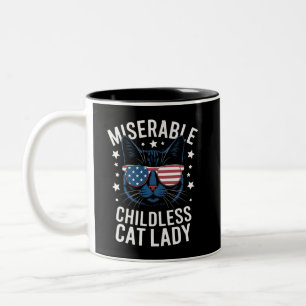Election 2024 Childless Cat Lady Feminist Voting Two-Tone Coffee Mug