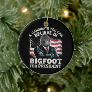 Election 2024 Funny Vote Sasquatch USA Ceramic Tree Decoration