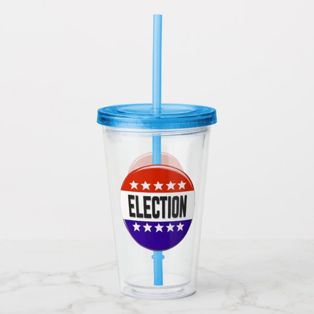 Election Button Acrylic Tumbler (Front)