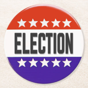 Election Button Round Paper Coaster