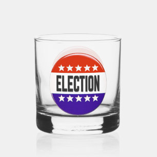 Election Button Whiskey Glass