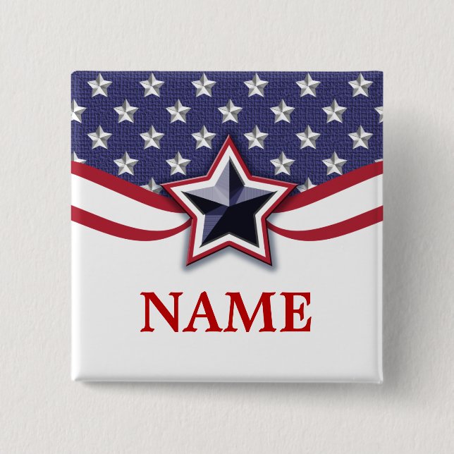 Election Campaign Pin Template Stars Stripes (Front)