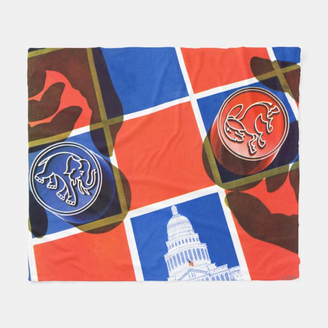 Election Chequerboard Fleece Blanket (Front (Horizontal))