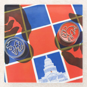 Election Chequerboard Glass Coaster