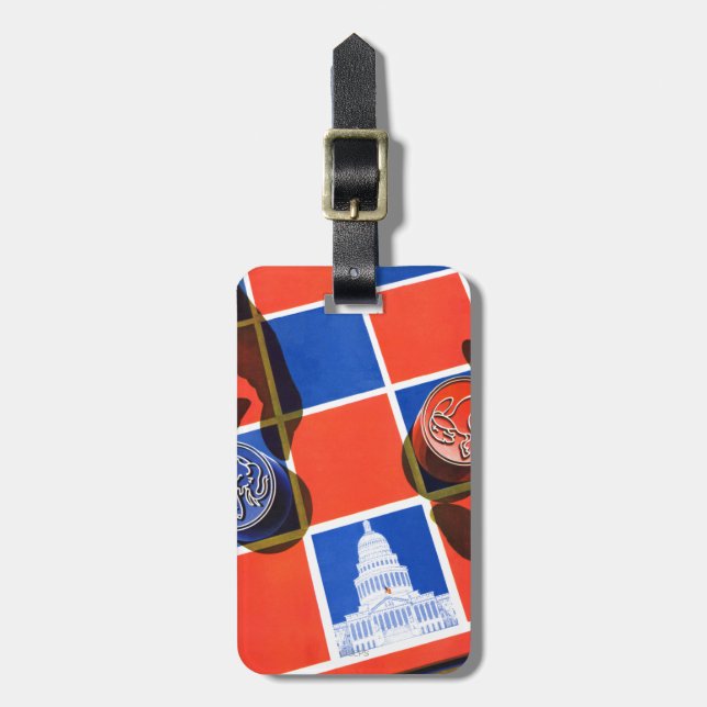 Election Chequerboard Luggage Tag (Front Vertical)