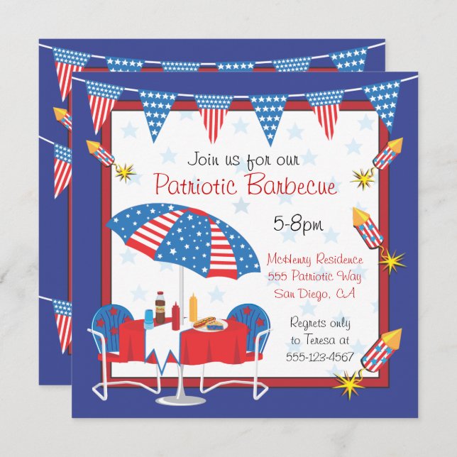 Election Day Patriotic Picnic BBQ Party Invitation (Front/Back)