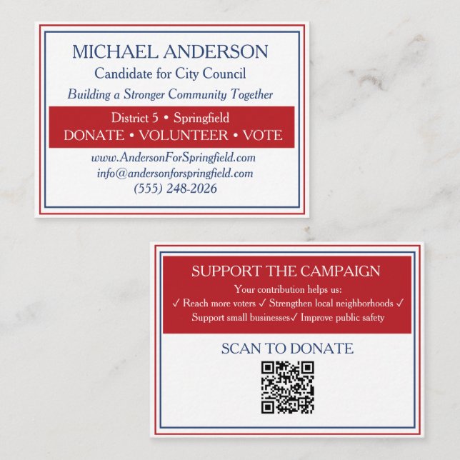 Election Fundraising Campaign  Business Card (Front/Back)