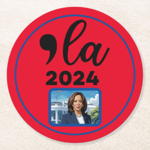 Election Kamala Harris 2024 Funny Anti Trump Round Paper Coaster
