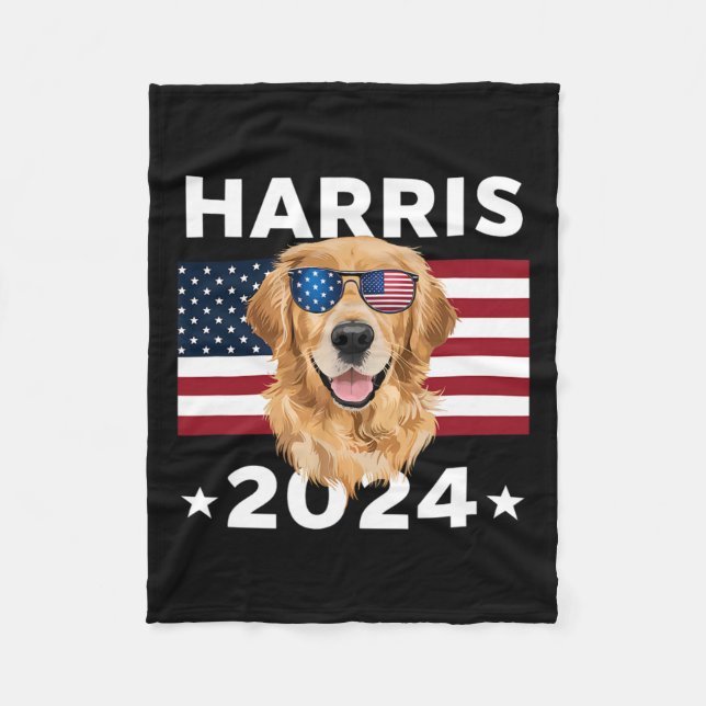 Election Kamala Harris 2024 Golden Retriever Dog U Fleece Blanket (Front)