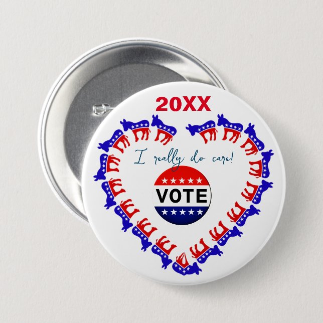 Election Vote Democratic 2024 Button (Front & Back)