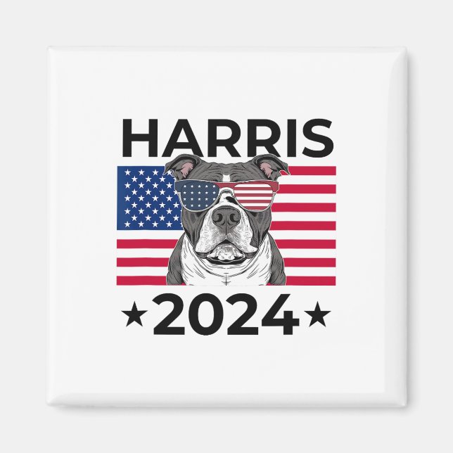 Election Vote Kamala Harris 2024 Pitbull Dog Usa F Magnet (Front)