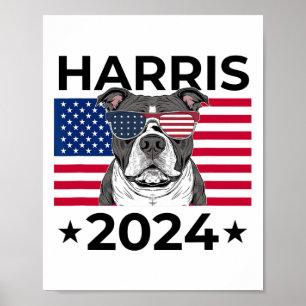Election Vote Kamala Harris 2024 Pitbull Dog Usa F Poster